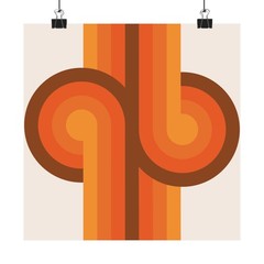 Mid-Century Modern Wall Art: 70s Retro Orange & Brown Print