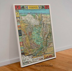 Color Pictorial Wall Art Map of Yosemite National Park circa 1931