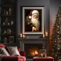 Vintage Santa Canvas Wall Art – Large Size Christmas Home Decor, Frameless