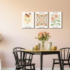 3 PCS Boho Floral Canvas Wall Art, Rustic Botanical Canvas Paintings Prints A…