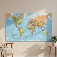 Giant 46 x 80 World Map Poster – Laminated, Updated for 2025 – Stunning Detail!