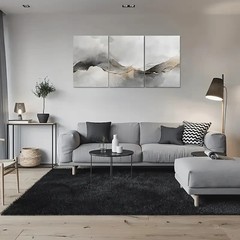 3pcs Abstract Grey and Golden Hues Metal Print Ready to Hang Art