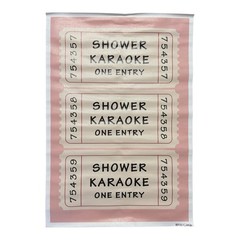 Shower Karaoke One Entry Cloth Poster Retro Ticket Bathroom Art 18×12.5 New