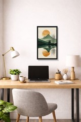 Mountain Landscape Wall Art Frame Sunset Nature Black Frame Home Decor 13×9 inch