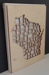 Wisconsin Map Craft Kit Natural Wood Laser Cut & Canvas 8×10 Wall Decor USA #M20