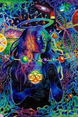 Psychedelic Surreal Astral Mixed Color Figures Wall Art Home – POSTER 20×30