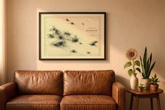 Galapagos Map, Galapagos 2D Relief Map, Ecuador Vintage Map – 2D Flat Print