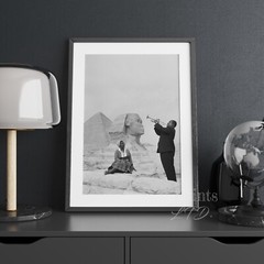 Louis Armstrong Playing Trumpet For Wife By Sphinx At Egypt Pyramids Art Print