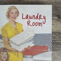 Retro 1960’s Style Laundry Room Art Stretched Canvas Wall Mounted 6″x12″