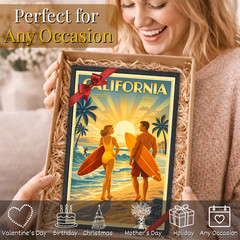 California Vintage Travel Poster 11×17 Framed Retro Wall Decor Art Gift
