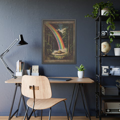 Vintage UFO RAINBOW Wall Art, Alien Pot of Gold Decor, Sci-fi Gay Pride Poster