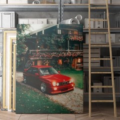 Vintage Red BMW Sports Cars Canvas Wall Art Print