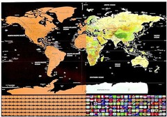 Scratch Off World Map Poster 33″ x 23″ Country Flags US States Educational