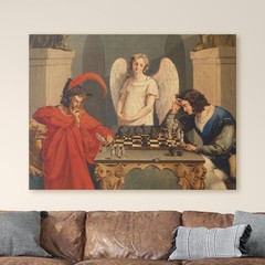 Faust And Mephistopheles Playing Chess Canvas Wall Art Print