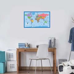 3 Pack – World Map & USA for Kids + Blue Ocean 18″ x 29″, LAMINATED