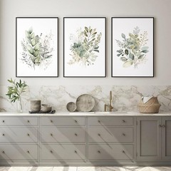 Joocrise 3 Pack Botanical Wall Art 16×24 Inch Unframed Watercolor Prints