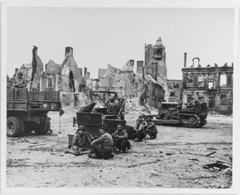 Bulldozers clear Cherbourg France for US Army troops Normandy WWII Photo Print