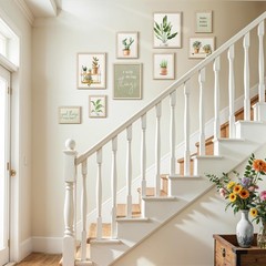 9-Piece Botanical Gallery Wall Art Set, Sage Green Plant Prints with Wood Fra…