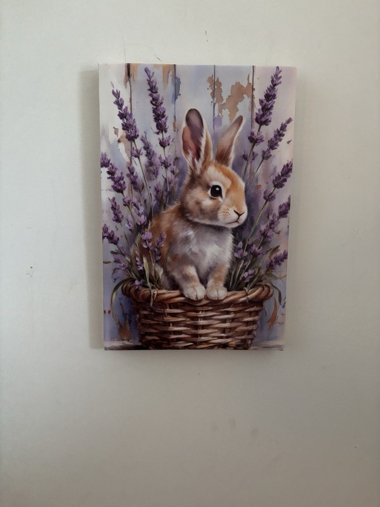 8”x12” Bunny In Wildflowers Easter Canvas Wall Art