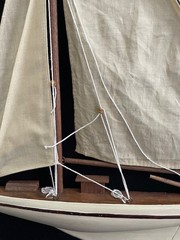 2 Wood + Canvas Sailboat Wall Art 16X20″ Red White stripes + White «Really Nice»
