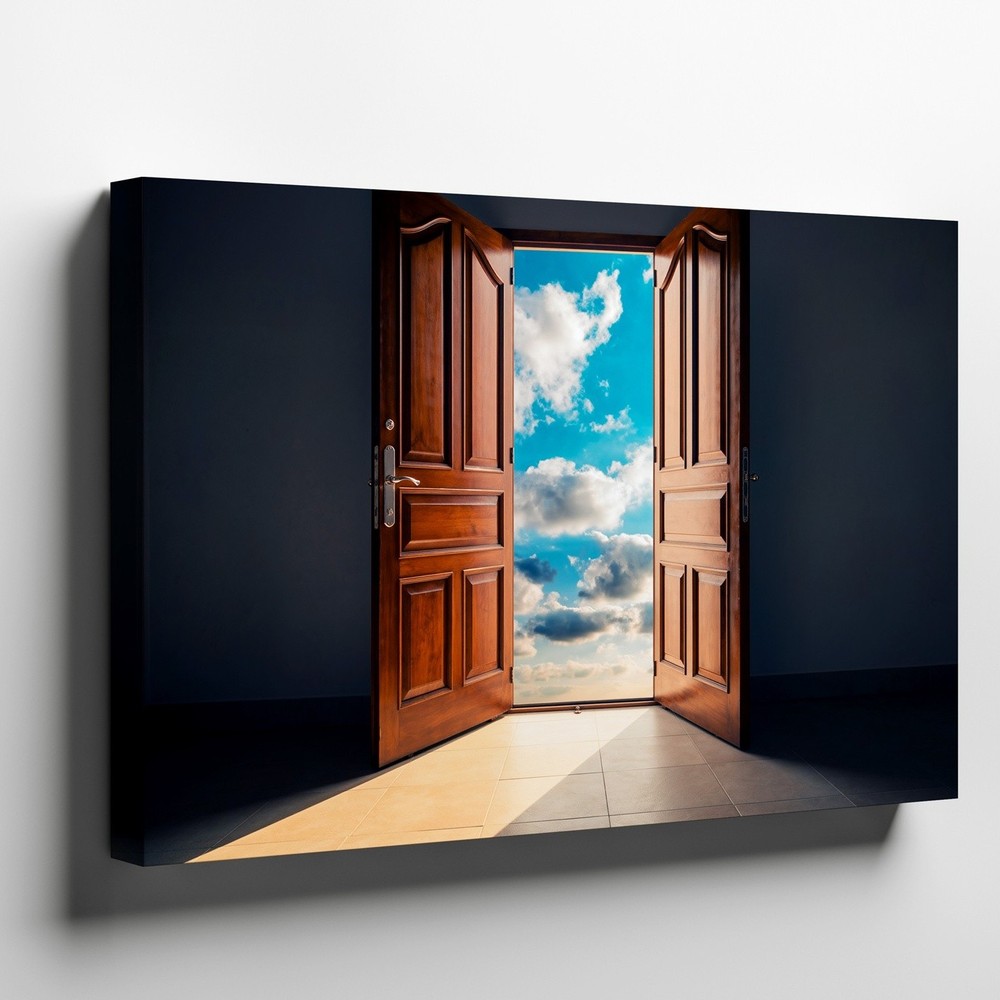 Wide-open Door Stands Prominently In The Wall Art Canvas Print Canvas Wall Art