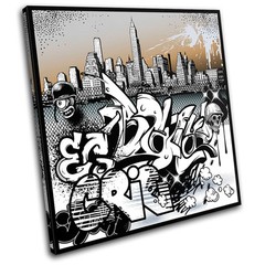 City Urban Art Graffiti SINGLE CANVAS WALL ART Picture Print VA
