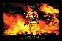 Courage, Firefighter – Poster – 24 x 36 inches 36″L x 24″W, Earthy tones