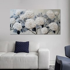 White Floral Canvas Wall Art for Bedroom Large Botanical Landscape Modern Art…