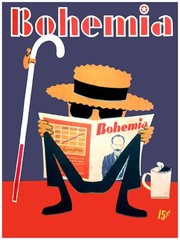 Wall Quality Decor Poster.Room art.Blind guy read Bohemia magazine.6825