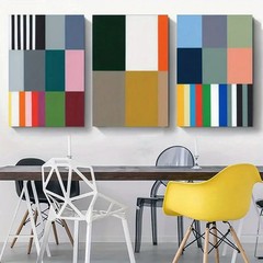 3pcs Color Blocks Stripes Decorative Paintings Metal Print Ready to Hang Art