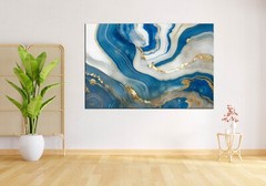 Gold Marble Canvas,Blue Marble Wall Art,Abstract Wall Art,Wall Decor