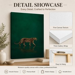 Emerald Leopard Canvas Art Walking Water Reflection Custom Gift