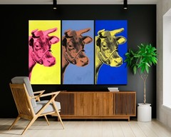 Andy Warhol Cow Pop Art Canvas Print, Large 3 – Panel Wall Art, Ready to Hang