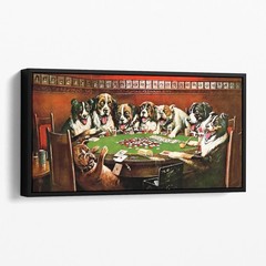 Dogs Playing Cards – Poker Sympathy by CM Coolidge Canvas Wall Art Print
