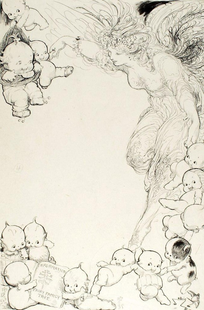 Kewpies and Fairy : Rose Cecil O’Neill : Archival Quality Art Print