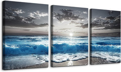 TTHYUEWS Beach Wall Art for Living Room Canvas Wall Decor for Bedroom Office Dec
