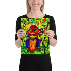 Congas Drum Art Print, Abstract Drummer Painting, Congas Drum Salsa Music Poster