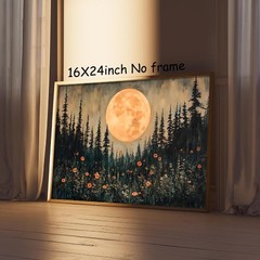 Vintage Moon Flowers Wall Art Enchanted Forest Print Dark Cottagecore Posters…