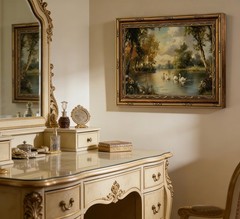 Framed Vintage Classical Swan Canvas Wall Art White Swan Painting Picture Wal…