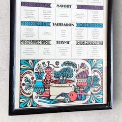 Vtg 1967 Disabled American Veterans Herbs Spices Chart Framed Pillsbury MCM Art