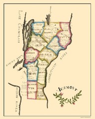 Historic State Map – Vermont – Henshaw 1823 – Vintage Wall Art