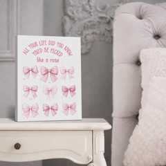 Coquette Pink Bow Wall Art Decor Girly You’d Be Picked Like a Rose Print Pict…