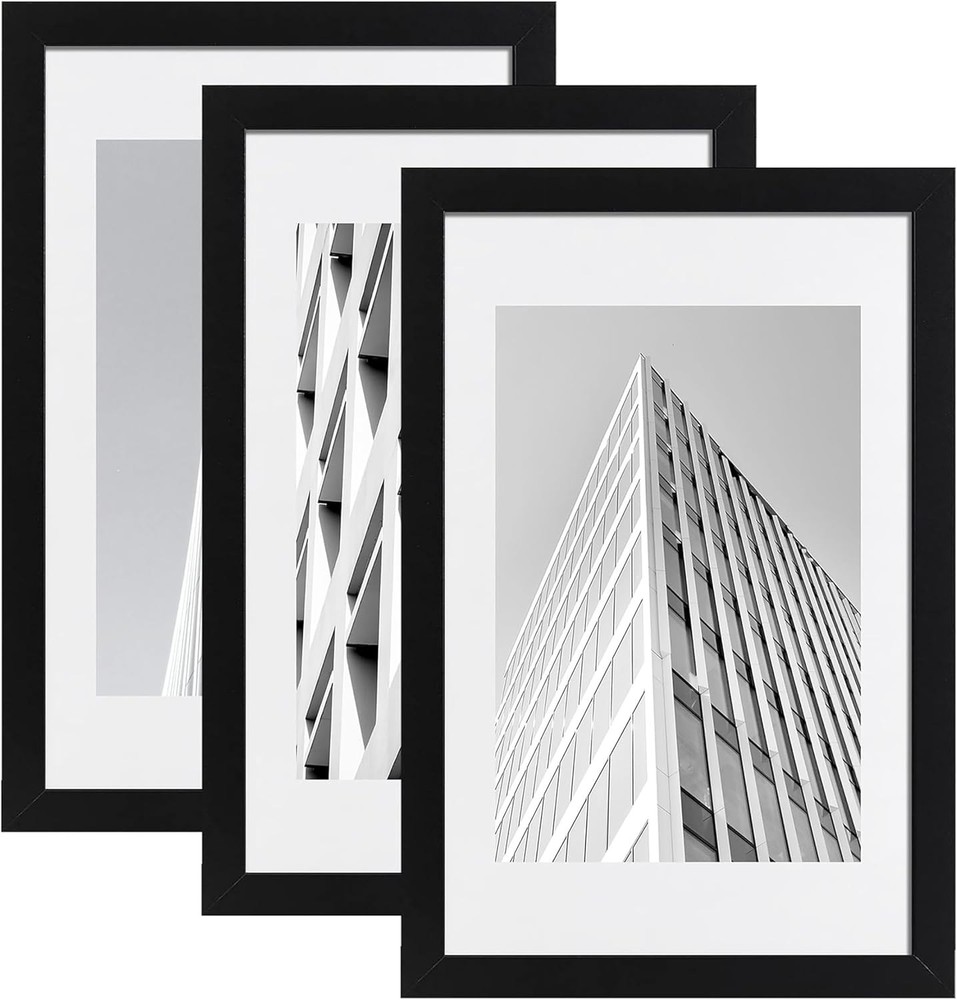 ELSKER&HOME 16×24 Poster Frame 3 pack, Black 16×24, with White Mat