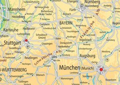 Germany Physical Map – 16.5 x 23.3 inches – Laminated