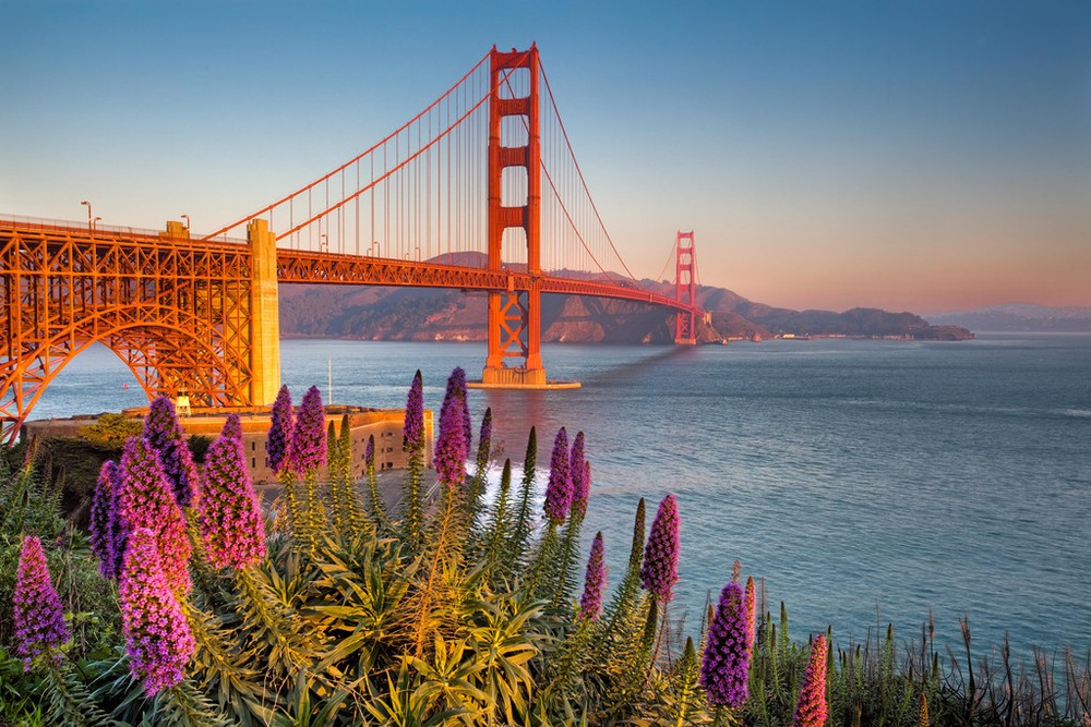 New Day Begins Golden Gate Bridge San Francisco Photo Art Print Poster 18×12