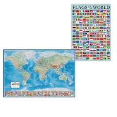 World Map And Flags Classroom Poster Set 16×24