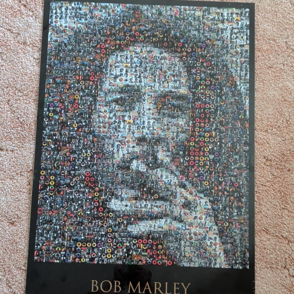 Bob Marley Photo Mosaic Poster Print, Vertical, Multicolor/Black