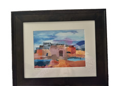 Taos NM Modern Pueblos Abstract Giclee c1905 Cliff Blue Door Studio LE 425/450