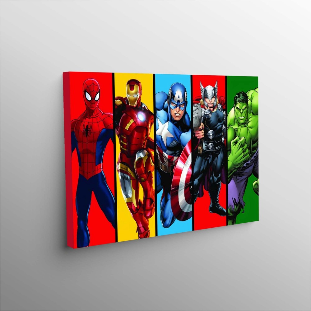 Spiderman Patterned Wall Art, Spiderman, Ironman, Kids Room Wall Art, Hulk, Thor