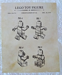Lego Patent Set of Four Lego Patents Wall Art Decor Prints Distressed 1979-1962